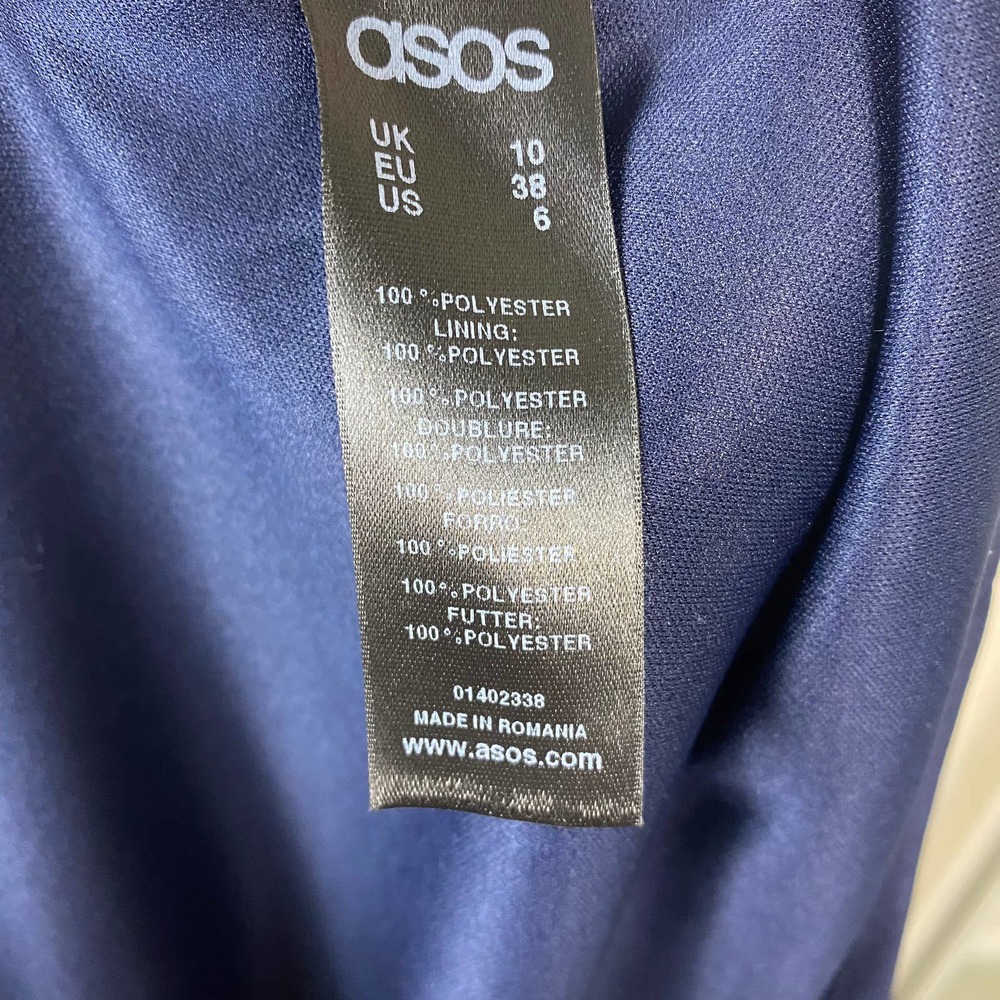 ASOS Dress Blue Fit and Flare with Flutter Sleeves Size 6 - Picture 9 of 11